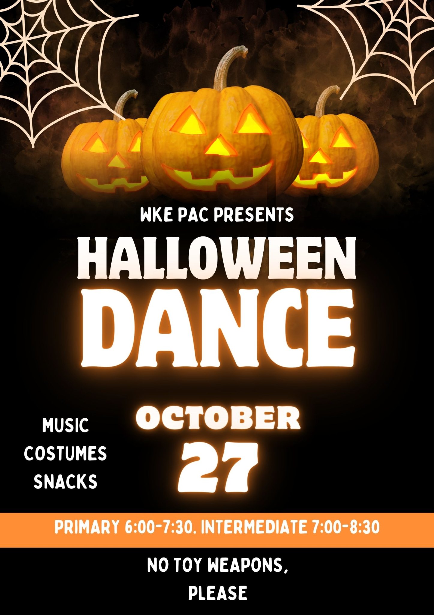Black Modern Pumpkin Halloween Club Party Poster